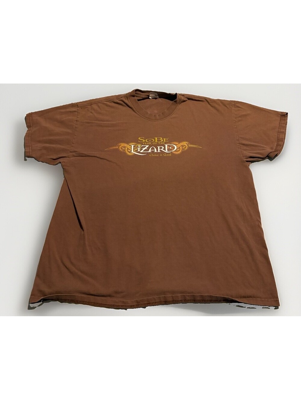 Vintage 90s SoBe Energy Lizard Promo T-Shirt Hanes Beefy-T XG Brown